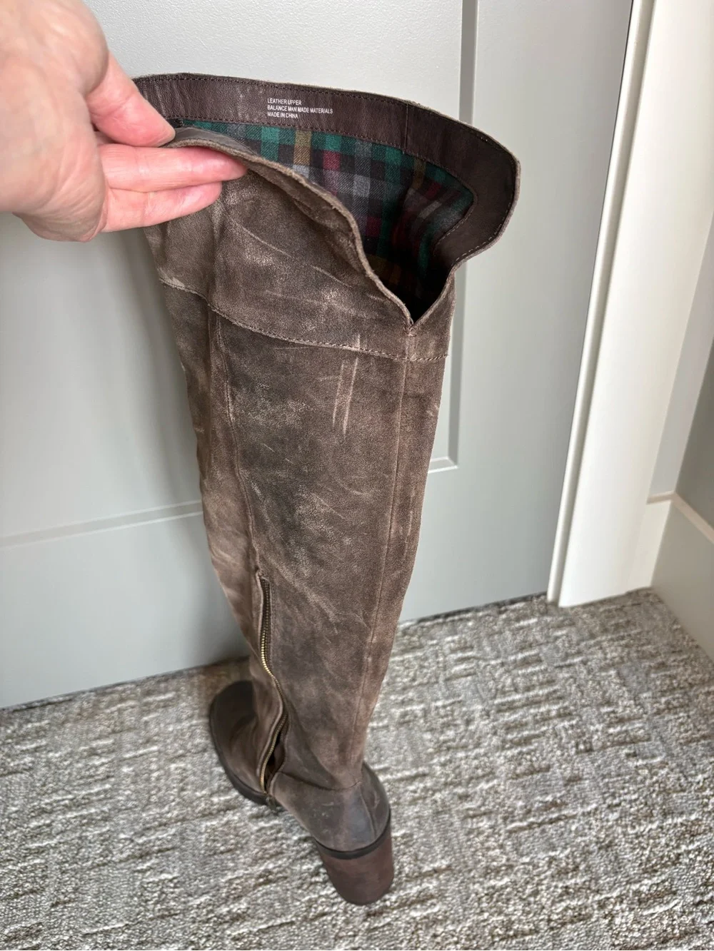 Born Womens Distressed Brown Suede Knee-High Block Boot size 11